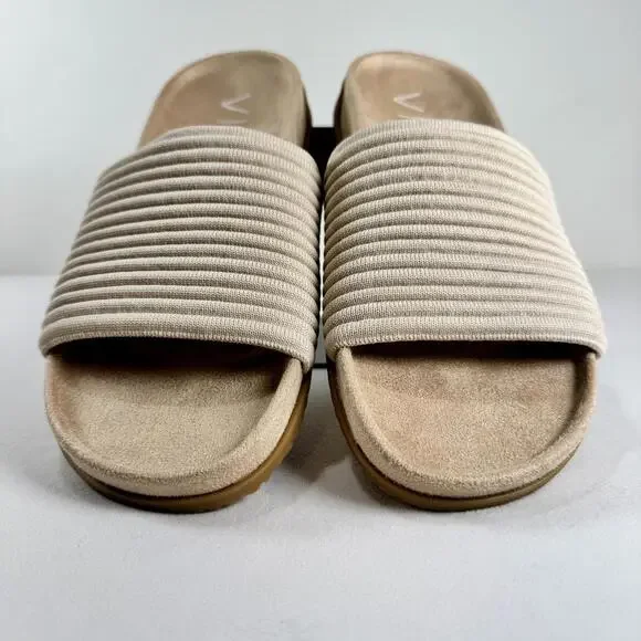 NEW Vionic Cream Evie Knit Slide Sandals - 9 - Picture 3 of 7